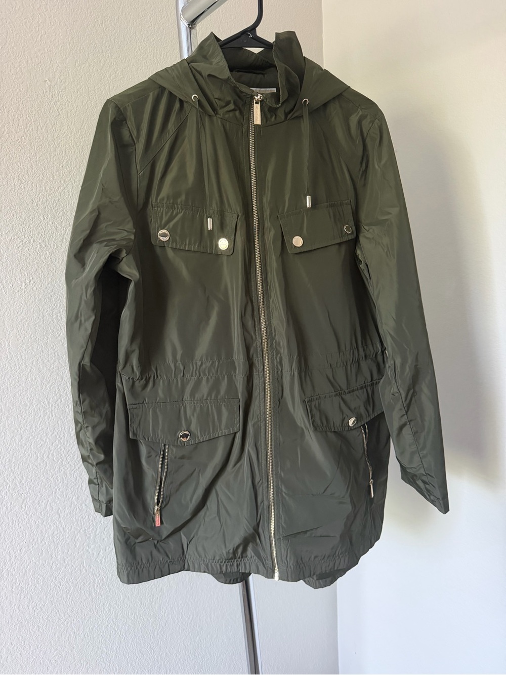 Michael Kors Olive Green Hooded Anorak Rain Jacket Women’s Large